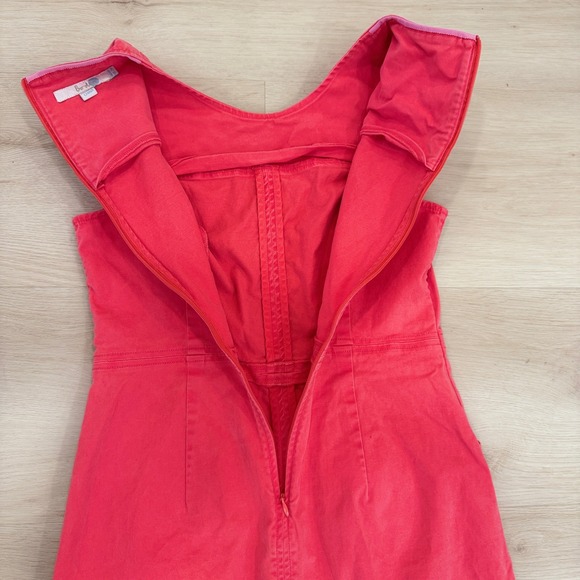 Boden Coral‎ Pink Canvas Dress Sleeveless Pockets Summer Mini US 2P Preppy Retro - Picture 2 of 9